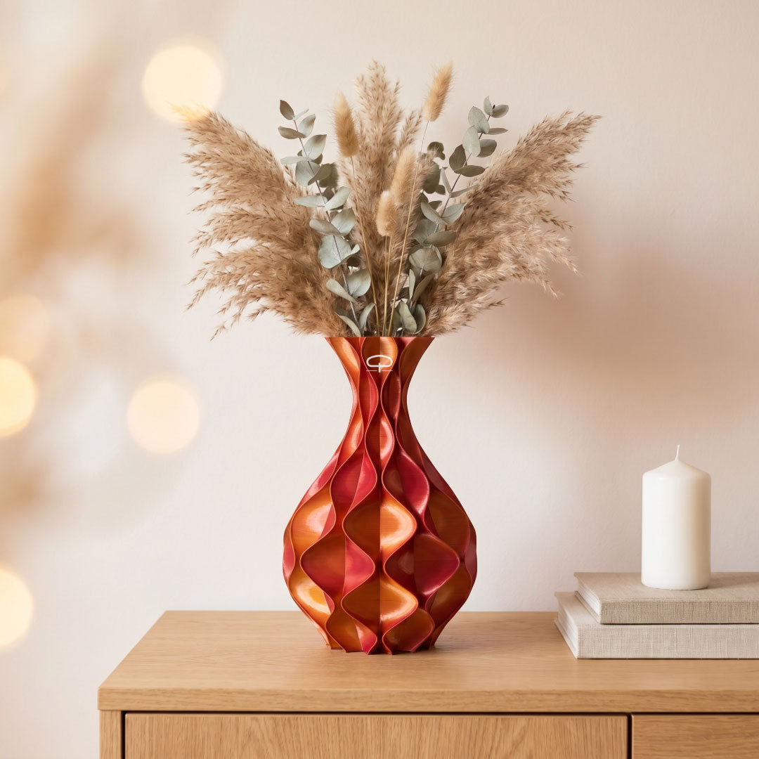 Sinus 3D Geprinte Vaas 25 - rood goud kleurveranderd en 100% vwaterdicht