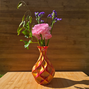 Unieke luxe vazen - 3d geprinte vazen 100% waterdicht. Met mooie bloem deco - goud - oranje