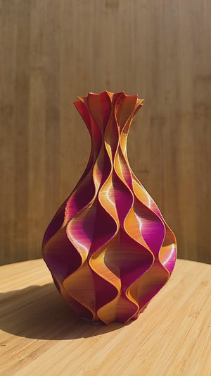 Unieke luxe vazen - 3d geprinte vazen 100% waterdicht. Met mooie bloem deco - video goud - oranje