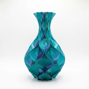 Sinus vaas 25 cm turquoise goud 